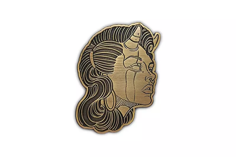 Custom no enamel devil tattoo studio pin